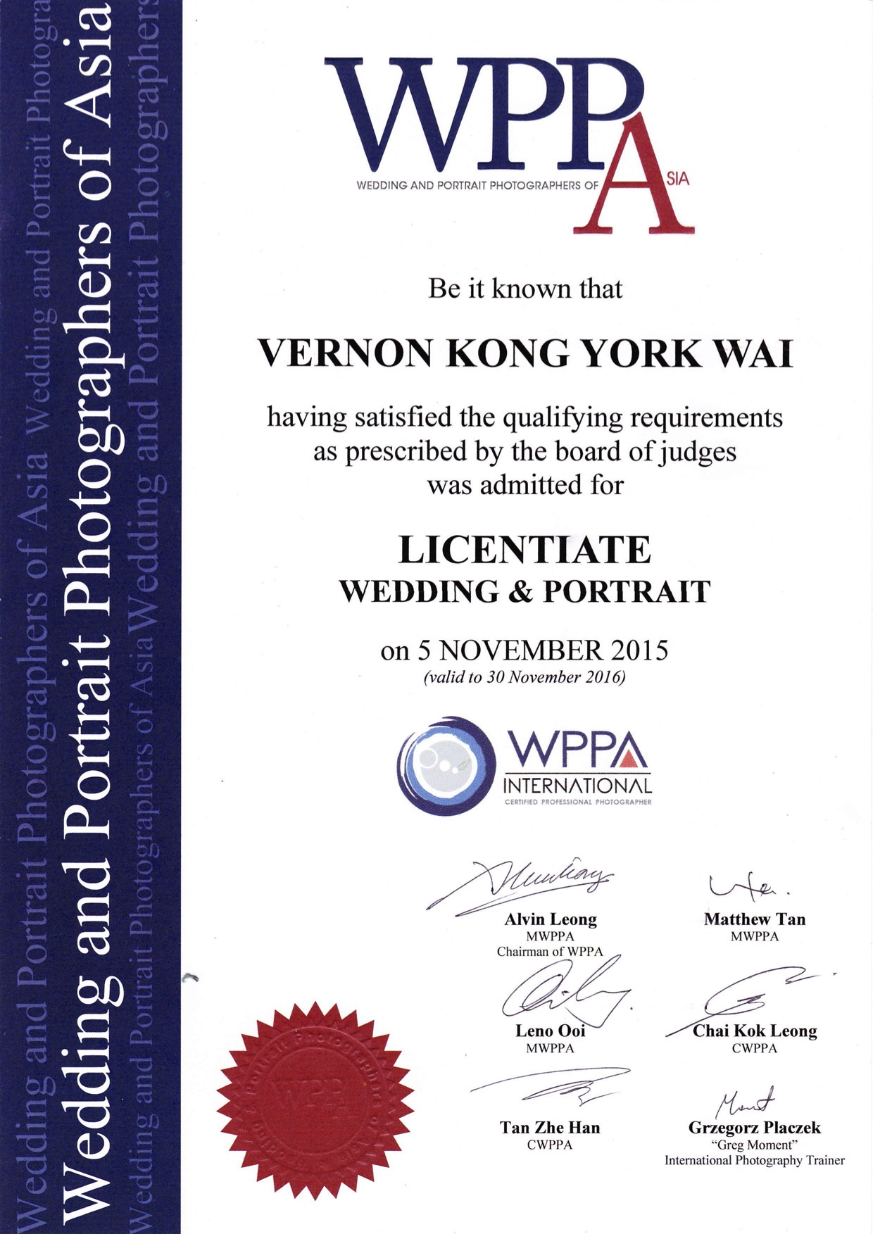 WPPA Award Certificate